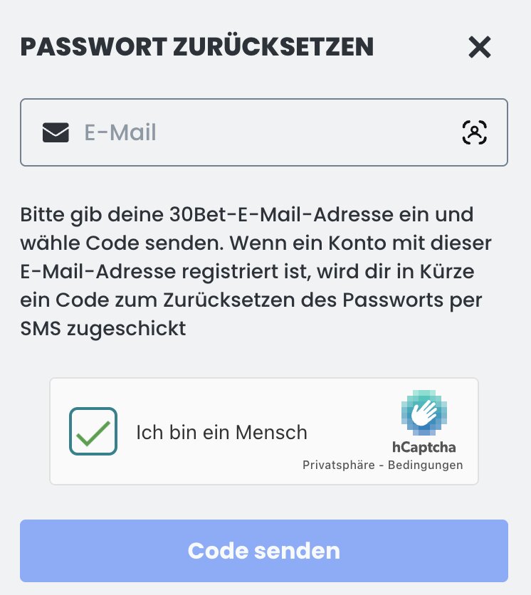 30bet casino passwort zurucksetzen